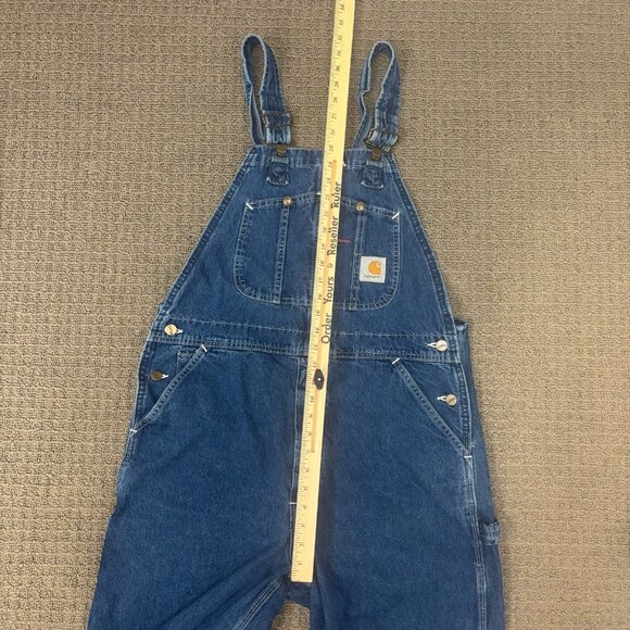 Vintage Carhartt Bib Overalls Youth Juniors 32X27 Cotton Straight Leg Utility - Picture 5 of 11